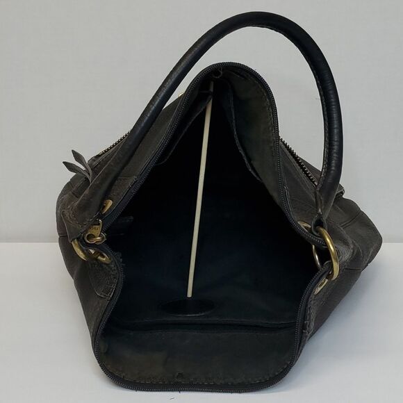 Fossil Dark Brown Pebble Leather Shoulder Bag Top Zip - Picture 4 of 7
